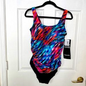 NWT Trimshaper Bathingsuit 16W Beautiful colorway